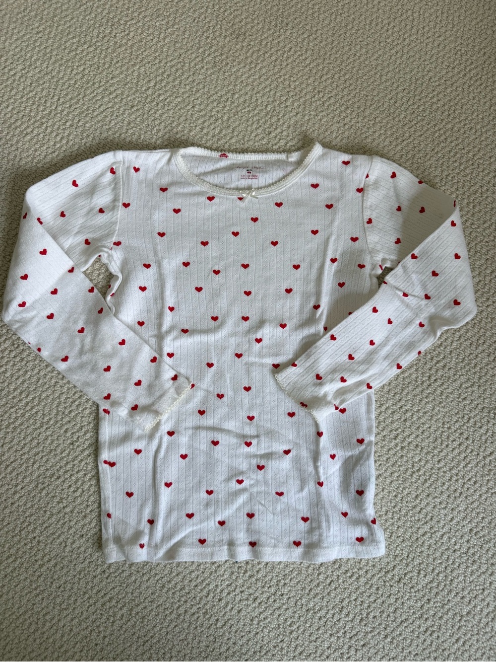 Konges Heart Pointelle Long-sleeve Shirt, 8Y